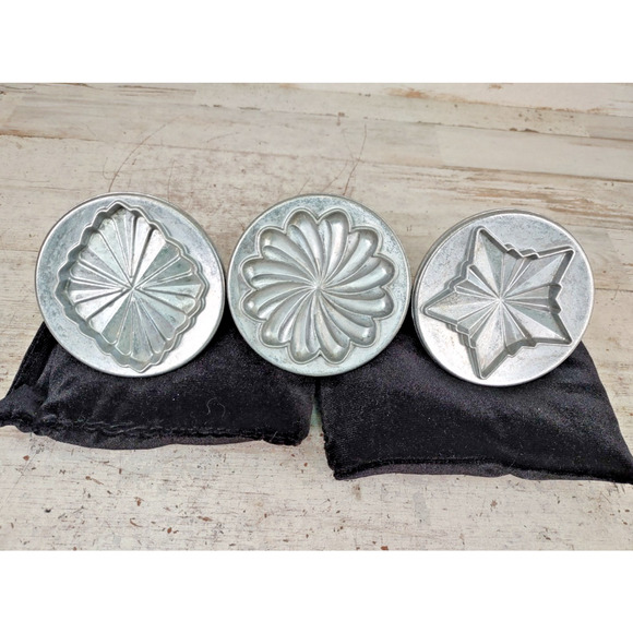3 Nordic Ware Cookie Stamps Aluminum Geometric Star Diamond Flower Snowflake - Picture 1 of 7